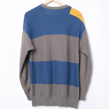 80s Vintage adidas Knit Pullover Light Blue × Gray (Made in West Germany)