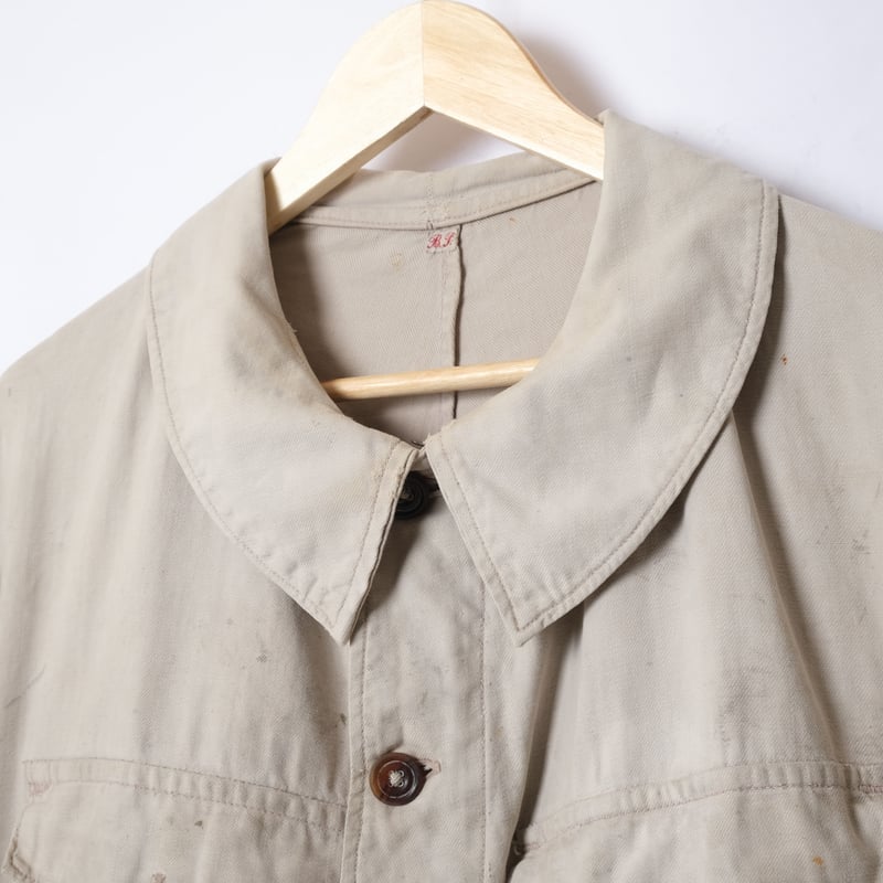 30s−40s French Vintage Cotton Twill Jumpsuit |