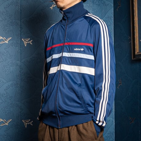 80s Vintage adidas Track Jacket Model First Navy× Bordeau x Pale Blue × Pale Gray