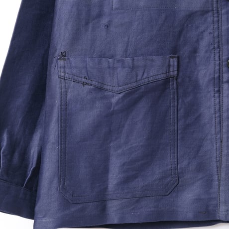 40s France Vintage Le Robste Blue Light Moleskin Jacket Dead Stock