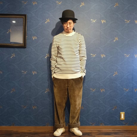 SAINT JAMES Border Knit（Ivory×Navy）Size XL