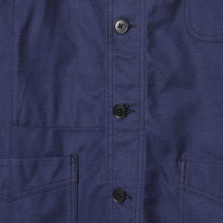 40s France Vintage Le Mont Sant Michel Blue Cotton Twill Work Jacket Dead Stock