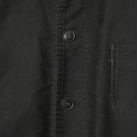 40-50s France Vintage Le Mont Sant Michel Black Moleskin Work Jacket Size 48