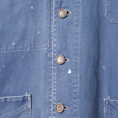 30-40s France Vintage Le Francais Blue Cotton Twill Work Jacket