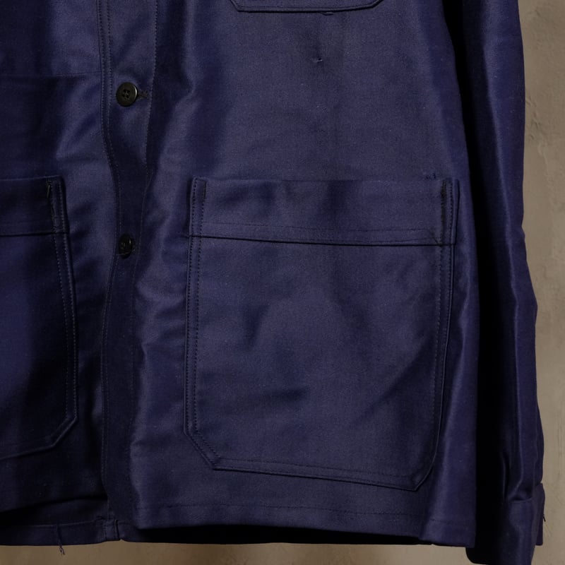 40-50s French Vintage Blue Moleskin Work Jacket 40-50s French Vintage Blue Moleskin Work Jacket