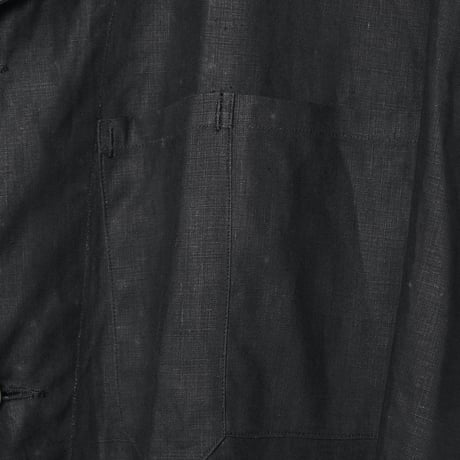 30-40s France Vintage Linbleuvil Black Linen  Maquignon Coat Dead Stock