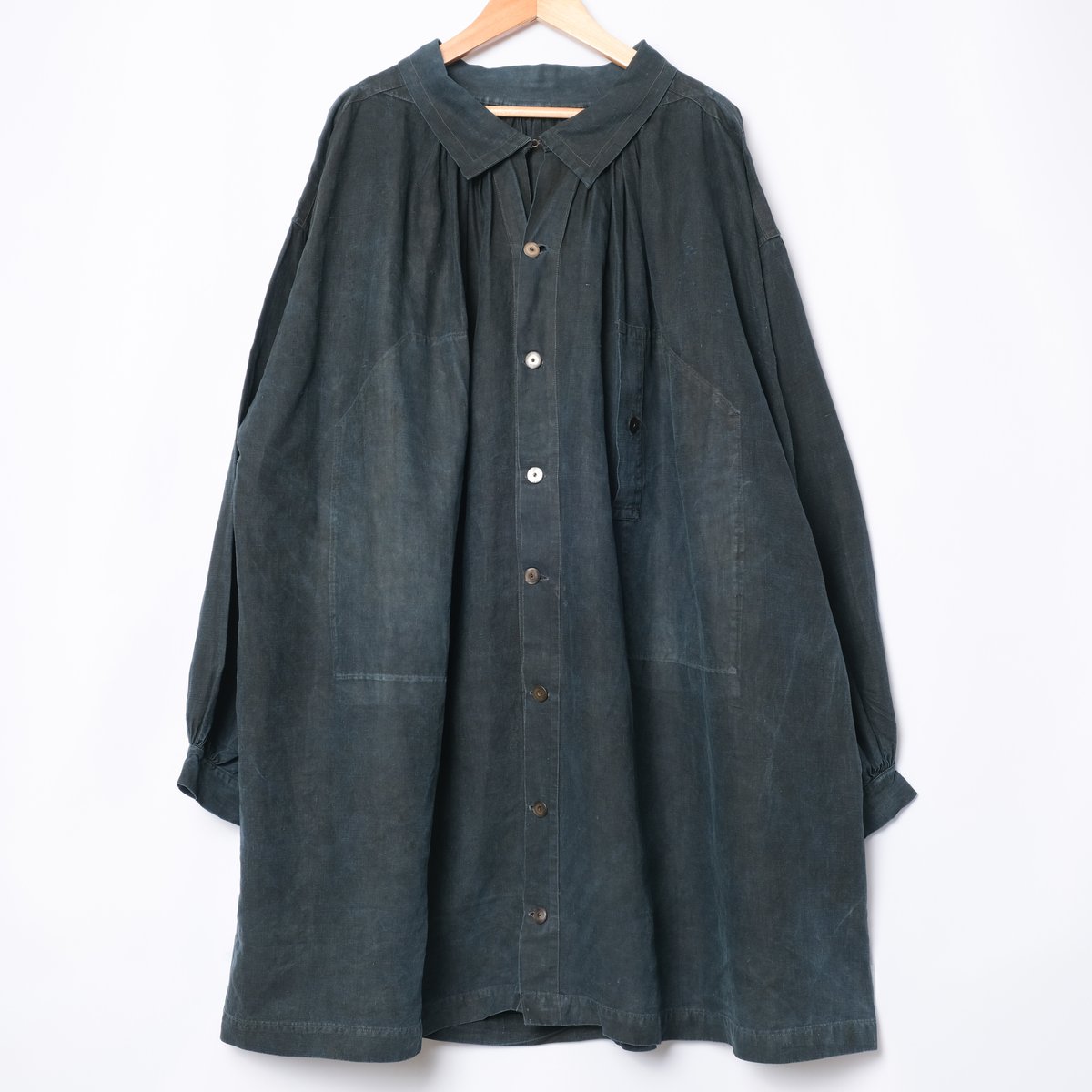 1890s フレンチ Biaude ビヨード ブラウン リネン デッドストック 1890s フレンチ Biaude ビヨード ブラウン リネン デッド