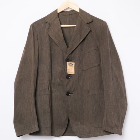 30-40s France Vintage  Brown Black Chambray Work Jacket Dead Stock