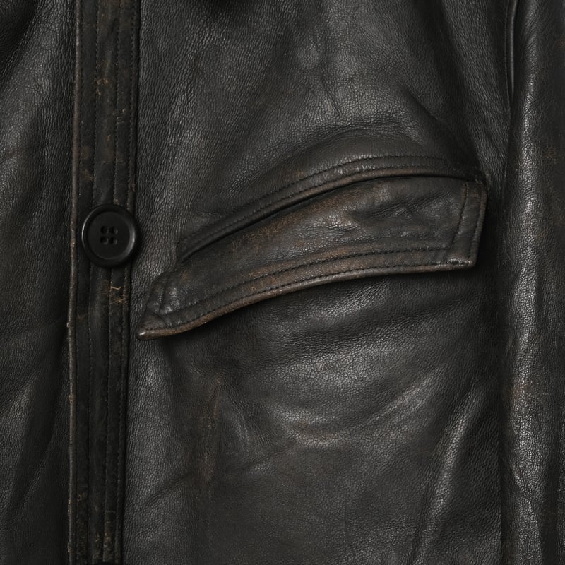 50s-60s France Vintage Leather Jacket Wool Coll 50s-60s France Vintage Leather Jacket Wool Coll