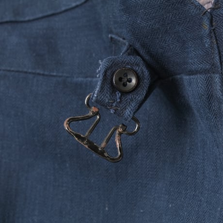 -30s France Vintage Fireman Indigo Linen HBT Trousers