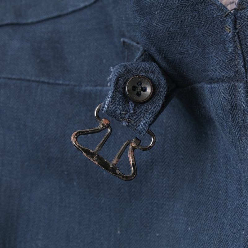 1900s インディゴヘリンボーン ファイヤーマンパンツ フレンチ ヴィンテージ 30s France Vintage Fireman Indigo Linen HBT Tr