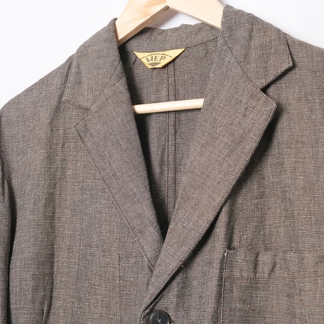 50-60s France Vintage Canvas Black Chambray Tailored Jacket 46