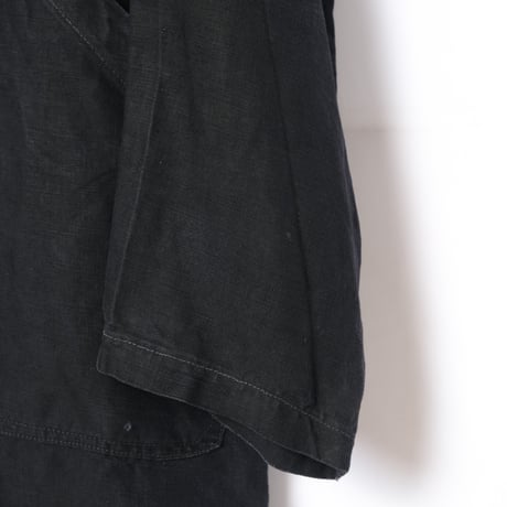 40s France Vintage Black Linen  Maquignon Coat