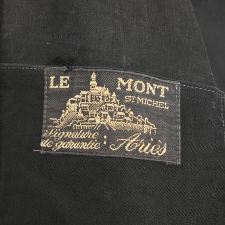 40s France Vintage Le Mont Saint Michel Black Moleskin Work Jacket