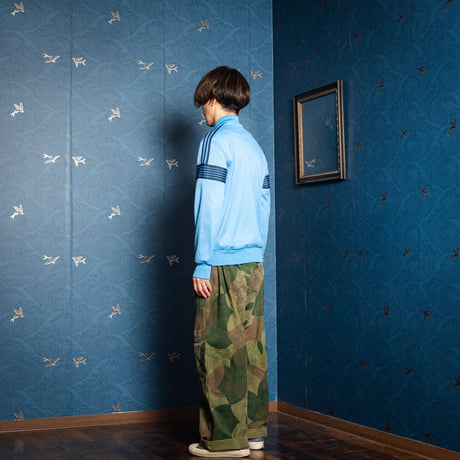 70-80s Vintage adidas Ventex Collarless Track Jacket Light Blue × Navy