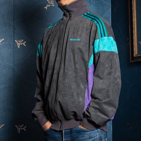 80s Vintage adidas Ventex Track Jacket Model Challenger Gray × Green × Purple (Made in France)