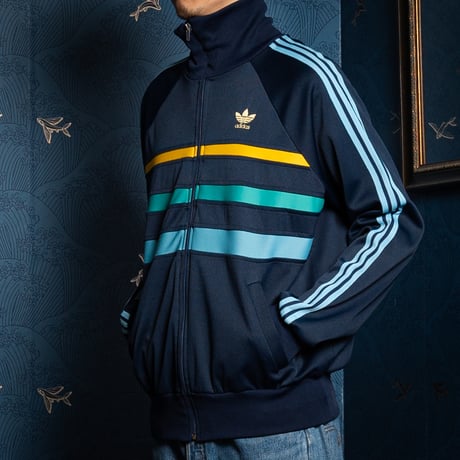 70-80s Vintage adidas Ventex Track Jacket Model First Navy × Light Blue (Made in France)