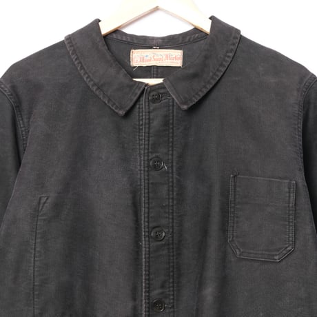 50s France Vintage Le Mont Saint Martin Black Moleskin Work Jacket