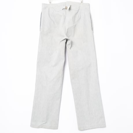 -30s France Vintage Belle Jardiniere Striped Cotton Trousers