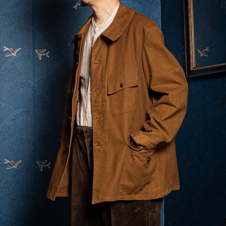 40s France Vintage SOMLYS Cotton Linen Hunting Jacket Dead Stock