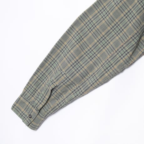 40-50s France Vintage Checked Granpa Shirt Green × Navy
