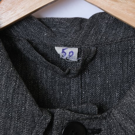 40-50s French Vintage  Black Chambray Atelier Coat  Size 50 Dead Stock