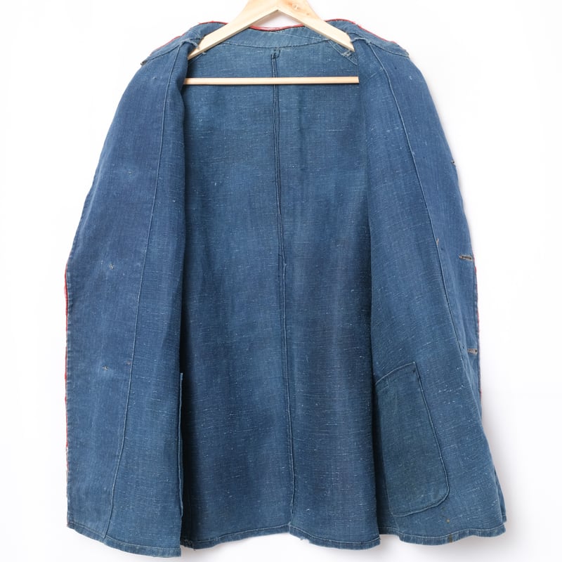 1900s France Antique HBT Indigo Linen Fireman D