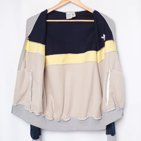 70-80s Vintage adidas VENTEX Track Jacket Grey×Navy×Yellow (Made in France)