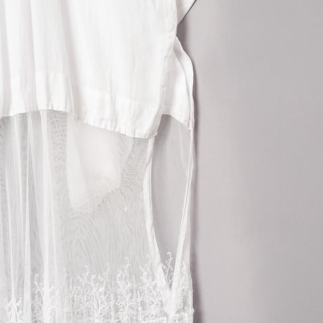 -30s France Antique Linen Long Church Smock