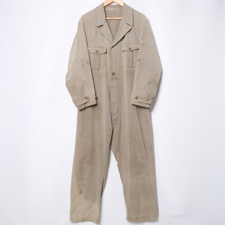 30-40s France Vintage LABOR Gray Cotton Twill All ln One