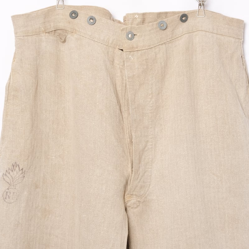 30s French Army Ecru Linen HBT Bourgeron Trouse