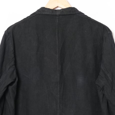 40s France Vintage Black Linen  Maquignon Coat