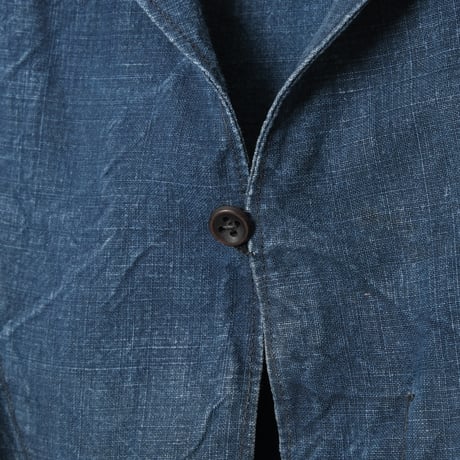 30s Marine Nationales Shawl Collar Indigo Linen Smock