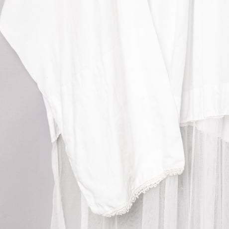 -30s France Antique Linen Long Church Smock