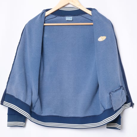 60s Vintage adidas Ventex Collarless Track Jacket Early World Mark Navy（Made in France）