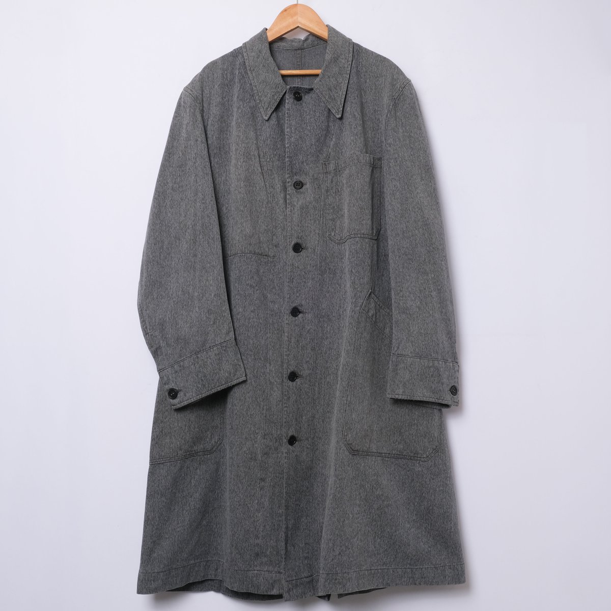 50s french vintage ブラックシャンブレーアトリエコート 40-50s French Vintage Black Chambray Atelier C