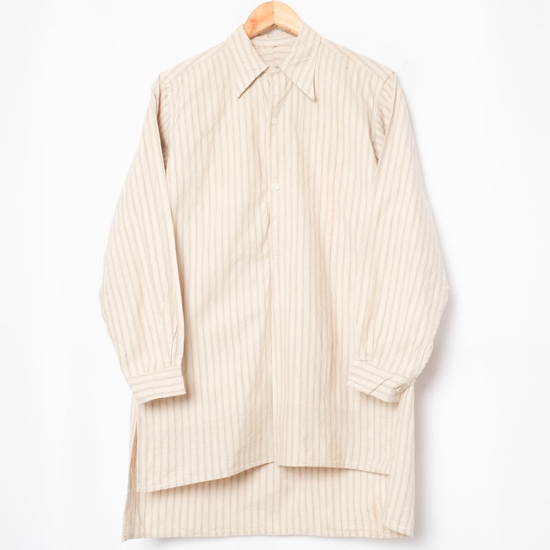 30-40s France Vintage Cotton Stripe Granpa Shir