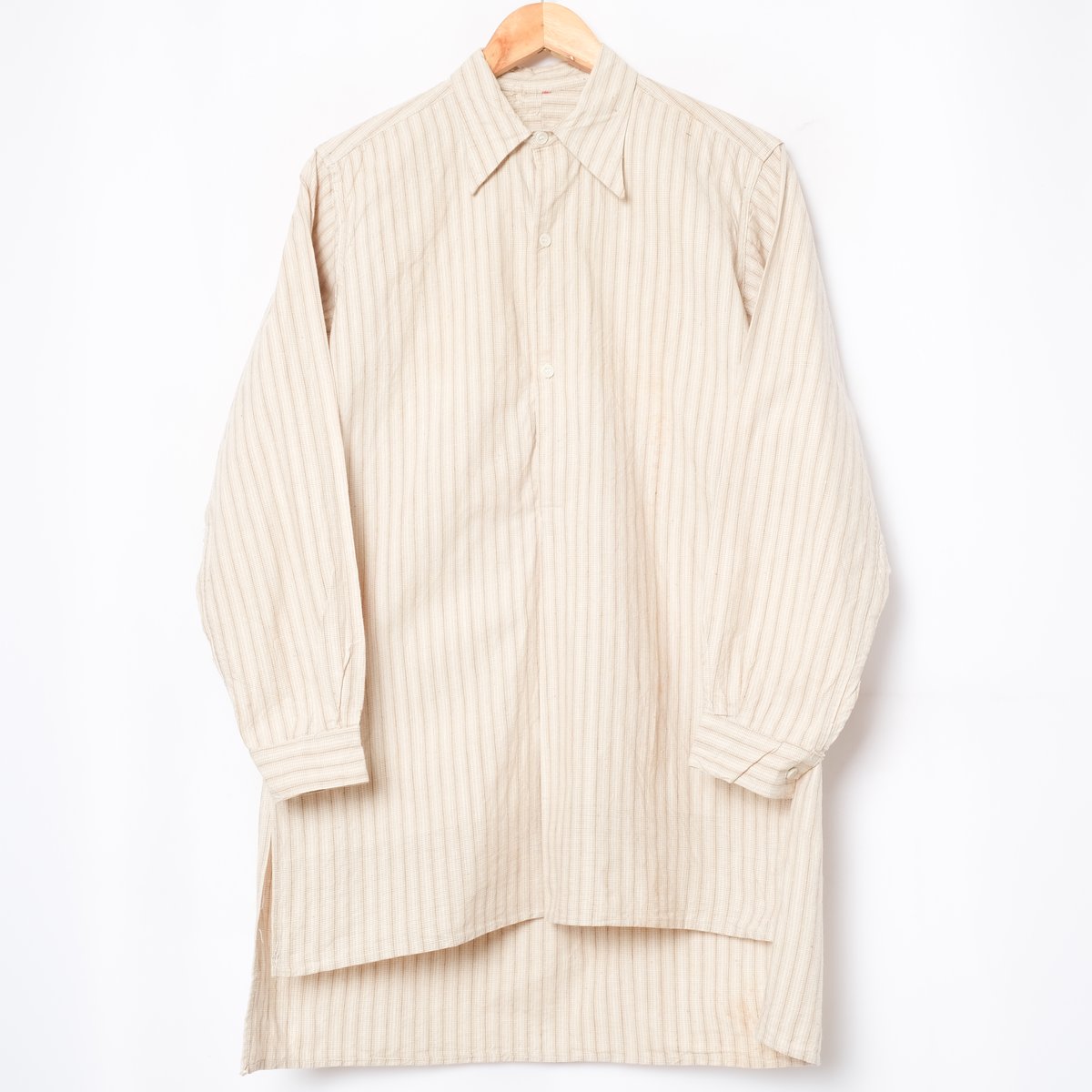 30-40s France Vintage Cotton Stripe Granpa Shir