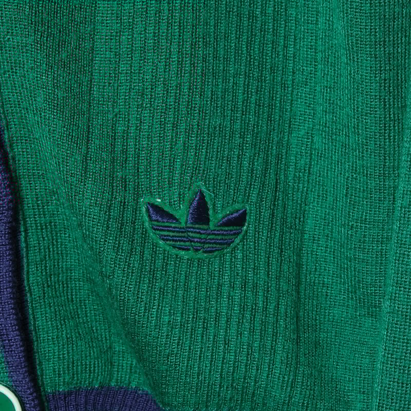 80s Vintage adidas Knit Cardigan Green × Navy |