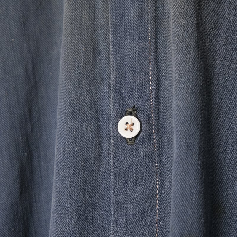 40-50s France Vintage Cotton Granpa Shirt Blue