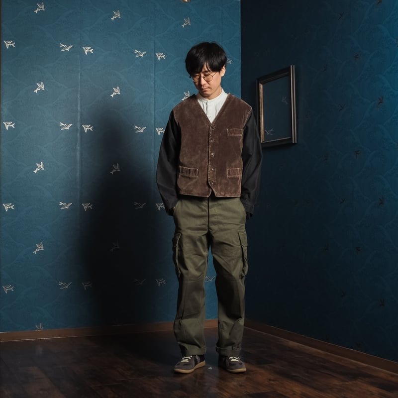 60s-70s Le laboureur Corduroy×Black Moleskin Gi