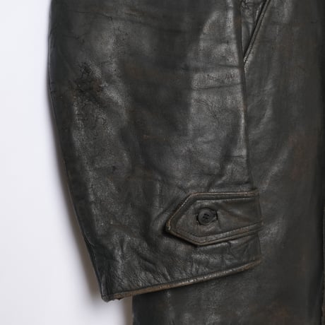 50s-60s France Vintage Leather Jacket Wool Collar (Corbusier Jacket)