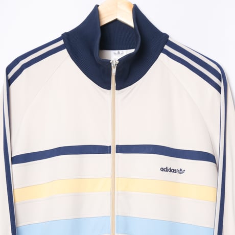 80s Vintage adidas Track Jacket Model First Gray × Navy × Yellow × Light Blue (Made in Hungaria)
