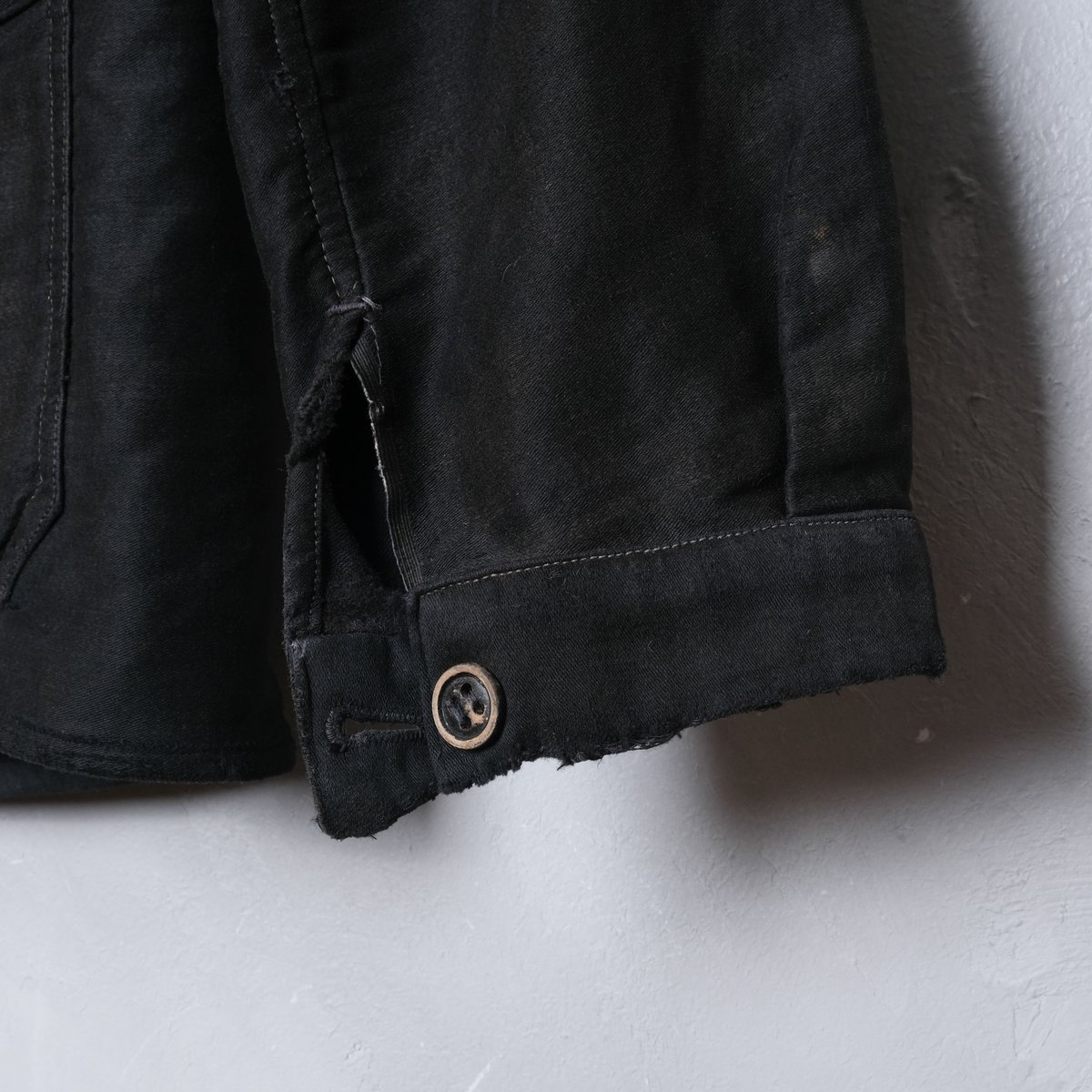 30s-40s Le Durable Black Moleskin Jacket Wood 30s-40s Le Durable Black Moleskin Jacket Wood