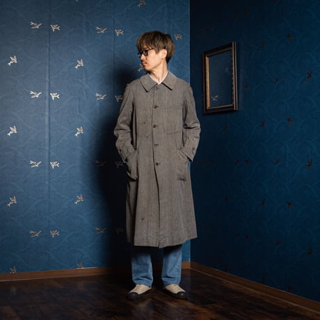 30-40s French Vintage  HBT Black Chambray Atelier Coat