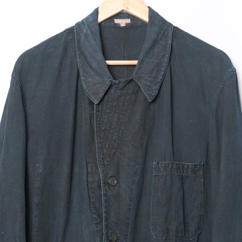30s France Vintage Indigo Linen Maquignon Coat