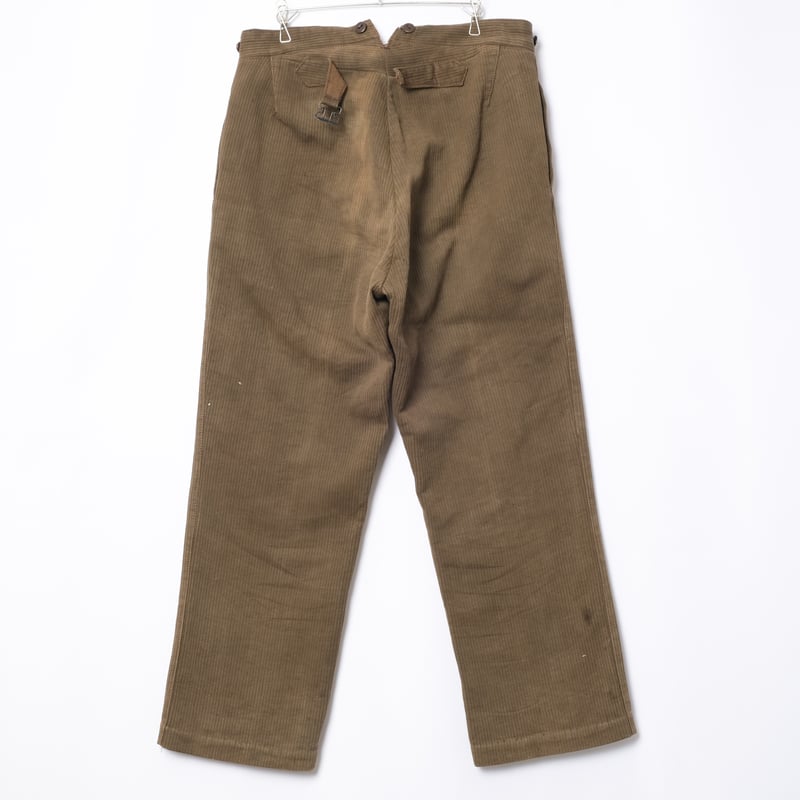 30-40s France Vintage Brown Cotton Pique Trouse