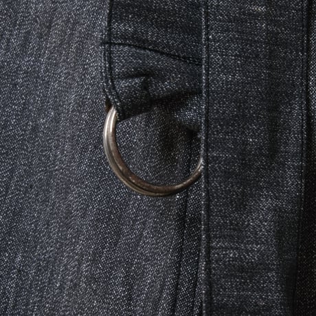 40-50s French Vintage  Black Chambray Atelier Coat  Cotton Linen Size 46 Dead Stock