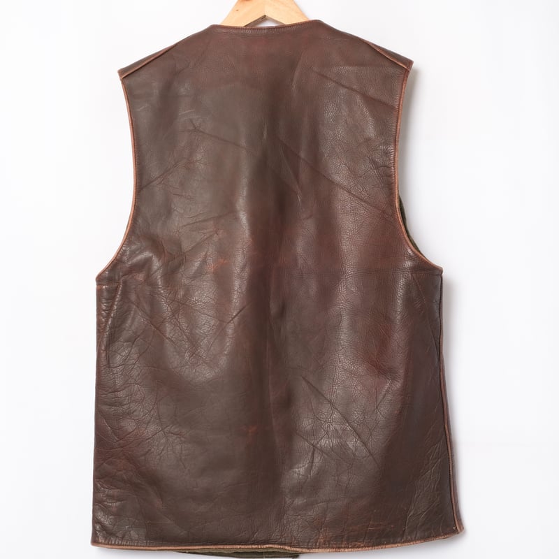 vintage 50's unknown leather vest サイズ44 50s Dutch Army Leather Vest Size 1 | Ugla パンと古着と本