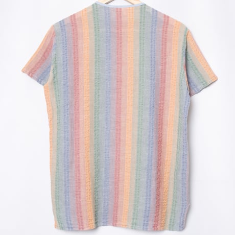 60-70s France Vintage Striped Short Sleeve Shirt